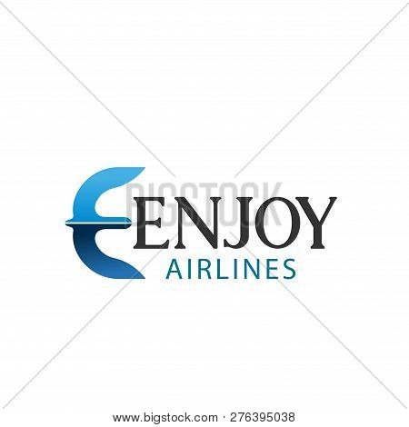 Airlines Company E Letter Icon Template. Vector Fying Bird Or Wings Shape Letter E Symbol For Air Tr