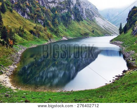 Alpine Lake Fahlensee In Mountain Range Alpstein - Canton Of Appenzell Innerrhoden, Switzerland