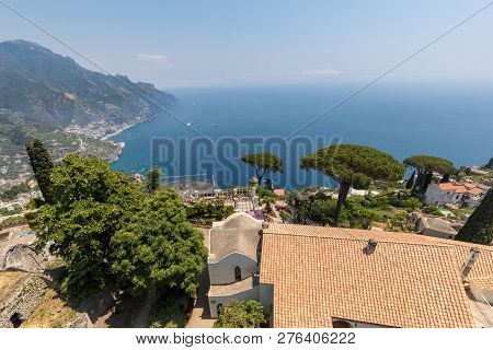 View Over Gulf Of Salerno From Villa Rufolo, Ravello, Campania, Italy