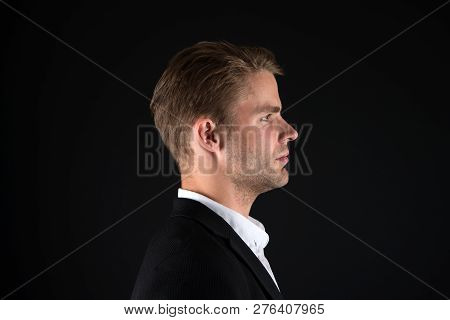 Business People Hairstyle. Businessman Hair Groomed Face. Stylish And Modern Appearance. Well Groome
