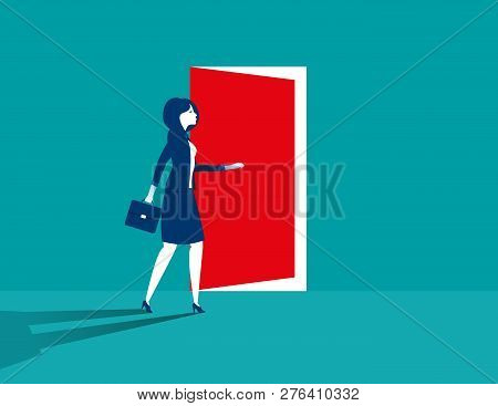 Business Women Opening Door