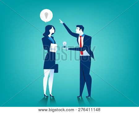 Businessman Give Women New Idea Bulb
