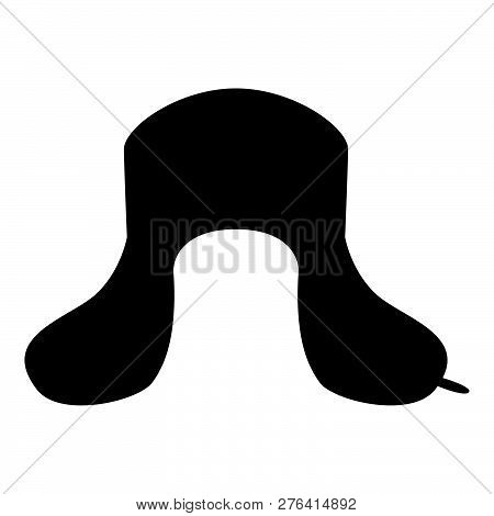 Earflapped Fur Hat Ushanka Russion Hatwear Icon Black Color Vector Illustration Flat Style Simple Im
