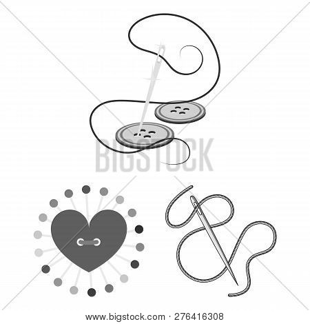 Vector Design Of Pin And Sewing Icon. Set Of Pin And Sketch Stock Symbol For Web.