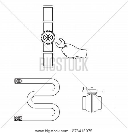 Vector Design Of Pipe And Plumbing Logo. Set Of Pipe And Metal Vector Icon For Stock.