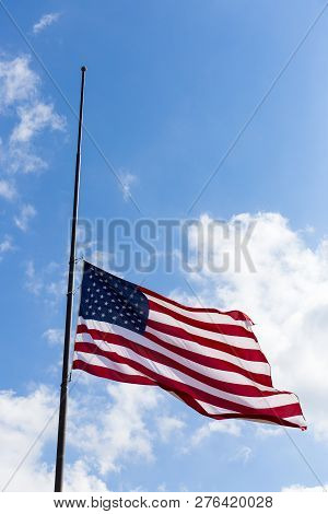 United States Flag Flying At A Half-staff