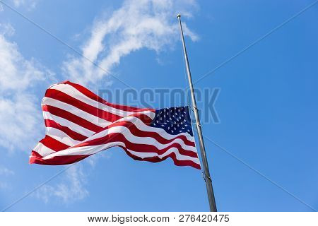 United States Flag Flying At A Half-staff