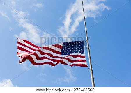 United States Flag Flying At A Half-staff
