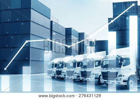 Multiple Exposure Of Business Cargo Shipping Import & Export Logistics Industry Concept With Stock M