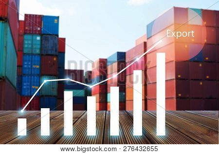Multiple Exposure Of Business Cargo Shipping Import & Export Logistics Industry Concept With Stock M