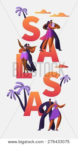 Slasa Festival Character Dance Typography Vertical Bannertemplate. Passion Cuba Dancer. Latino Man W