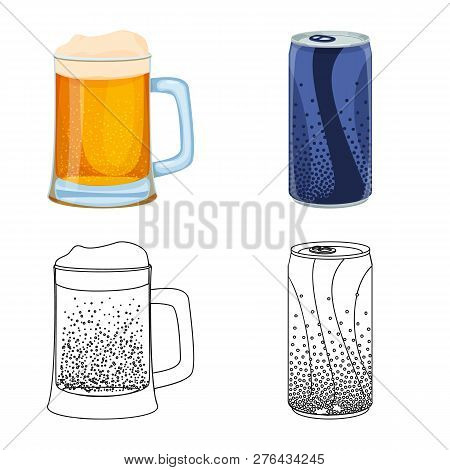 Vector Illustration Of Drink And Bar Logo. Set Of Drink And Party Vector Icon For Stock.