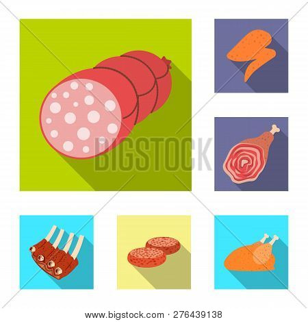 Vector Illustration Of Meat And Ham Logo. Collection Of Meat And Cooking Stock Vector Illustration.