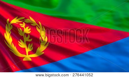 Eritrea Flag. Waving Flag Of Eritrea 3d Illustration. Asmara