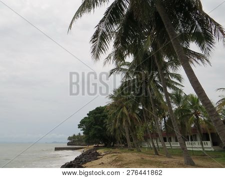 Anyer, Indonesia - June 25, 2018: Background Of Seascape At Sambolo Beach Anyer.