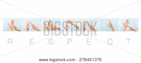 Respect Word In British Sign Language For Deaf Mute People. Nonverbal Message.