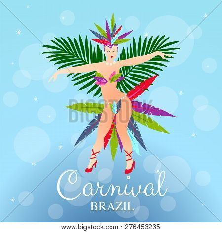 Carnival In Rio De Janeiro With Samba Dancer Girl Pattern On A Blue Background