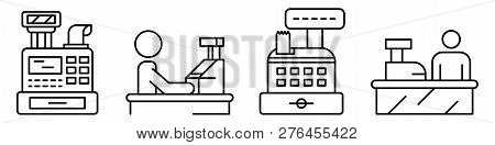 Cashier Icon Set. Outline Set Of Cashier Vector Icons For Web Design Isolated On White Background
