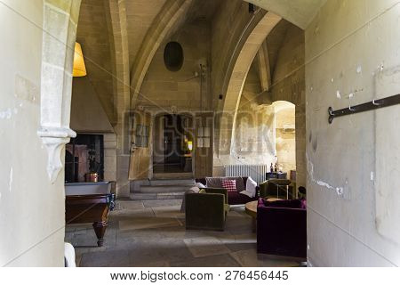 Mello, France - August 28, 2018: A Small Hall In The Castle Of Grand Mello. France.