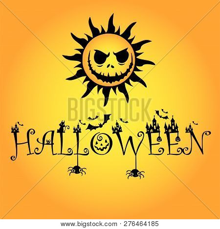 One Sunflower Halloween Logo Eps 10 Vector File