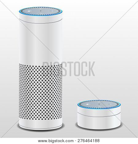 2 White Smart Speakers Post Eps Vector File