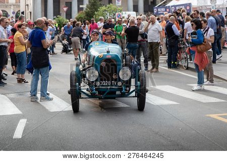 1000 Miglia 2017, Brescia - Italy. May 17, 2017:  The Historic Mille Miglia Car Race. Bugatti T40, Y