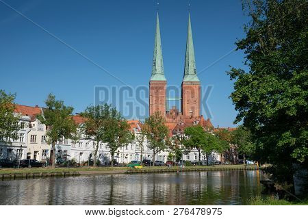Luebeck, Germany - June 7, 2018: Cathedral Of The Hanseatic City Of Lübeck On June 7, 2018 In German