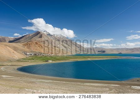 Karzok village and Tso Moriri Lake located in Rupshu valley in Ladakh, India