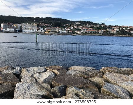 View Of The Ocean From Above The Rocks In Sanxenxo Galicia Spain