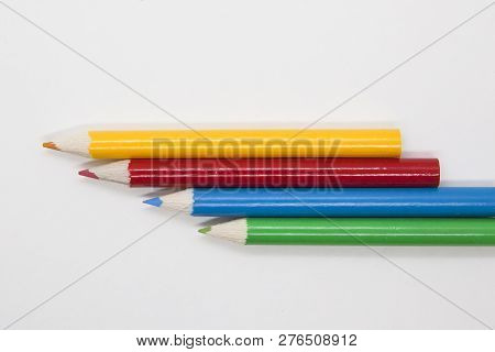 Still Life Colored Pencils And Wjite Background