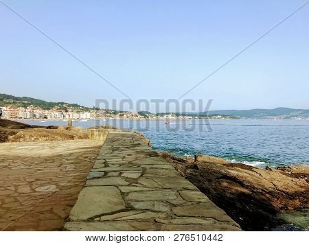 View Of The Ocean From Above The Rocks In Sanxenxo Galicia Spain