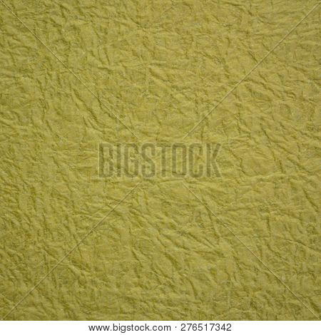 moss green Japanese Momi Washi paper background featuring a rough, evenly textured surface formed by crinkling the paper during the manufacturing process