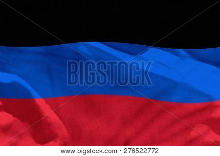 Fluttering Donetsk Peoples Republic Flag For Using As Texture Or Background, The Flag Is Waving On T