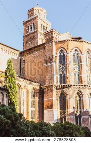 Venice, Italy - Oktober 27, 2016: Detail Of Basilica Dei Santi Giovanni E Paolo, One Of The Largest 
