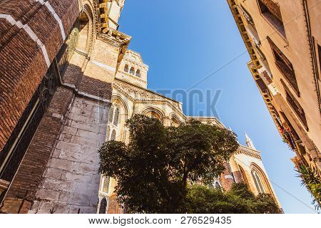 Venice, Italy - Oktober 27, 2016: Detail Of Basilica Dei Santi Giovanni E Paolo, One Of The Largest 