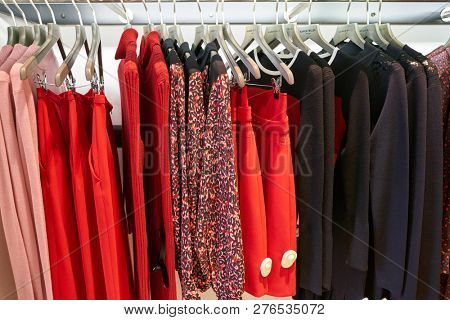DUSSELDORF, GERMANY - CIRCA SEPTEMBER, 2018: clothing on display at a shop in Dusseldorf.