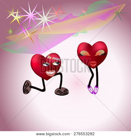 Two Hearts Falling In Love In A Teen Style