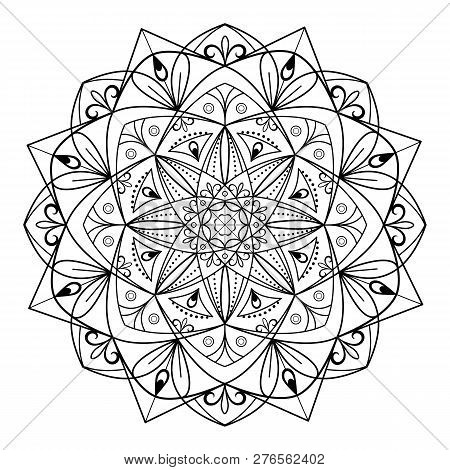 Circular Pattern Mandala For Coloring On A White Background. Vector Illustration