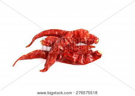 Dried Red Chili, Chilli Red Spicy Hot Flavor, Chilli Dry On White Background