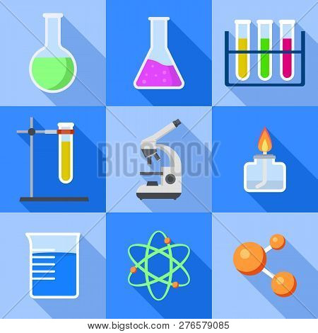 Chemistry Icon Set. Flat Set Of Chemistry Icons For Web Design