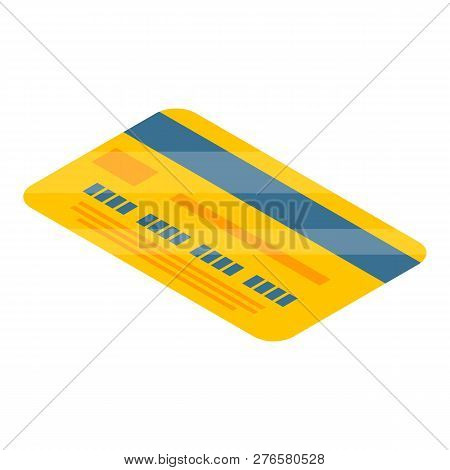 Yellow Credit Card Icon. Isometric Of Yellow Credit Card Icon For Web Design Isolated On White Backg