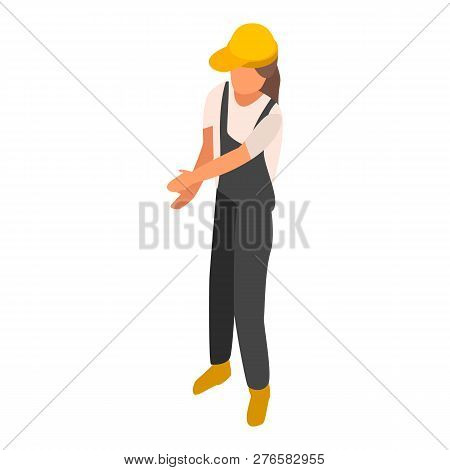Woman Engineer Construction Icon. Isometric Of Woman Engineer Construction Icon For Web Design Isola
