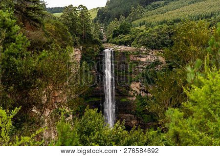Karkloof Falls Surrounded By Vegetation And Forest In The Natal Midlands, South Africa.