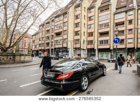 Strasbourg, France - Dec 29, 2018: Luxury Mercedes-benz Cls 350 Limousine Car Parked On French Stree