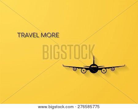 Air Traveling Vector Concept With Silhouette Of A Plane With 3d Shadows. Symbol Of Traveling, Explor