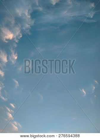 Cloudscape With White Altocumulus Clouds At Evening