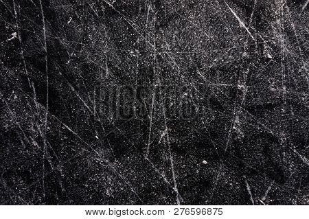 Black Ice Hockey Texture Background With Scratches