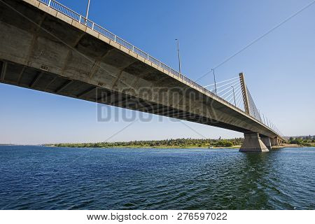 Large Cable Stayed Road Bridge Over Large River