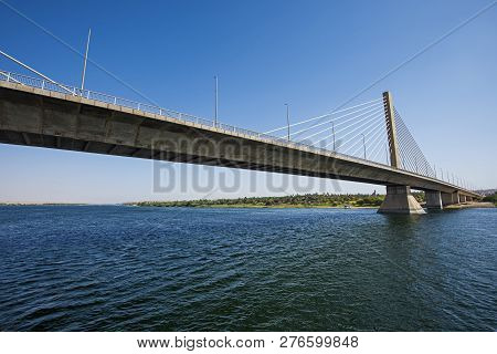 Large Cable Stayed Road Bridge Over Large River