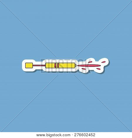 Paper Sticker On Stylish Background Kids Toy Water Gun